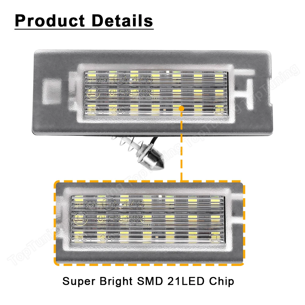 LED Number Plate Light For FIAT Panda MK3 MK4 Typ 169 312 319 2003-2012 Error Free License Plate Lamp OEM#:71734797