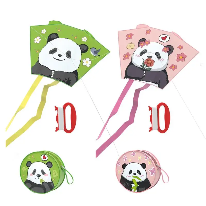 Outdoor Pocket Kite Cartoon Panda Children Flying Kites for Lawn Stable Structure Design Mini Fly Beach Kites for Beginners Gift