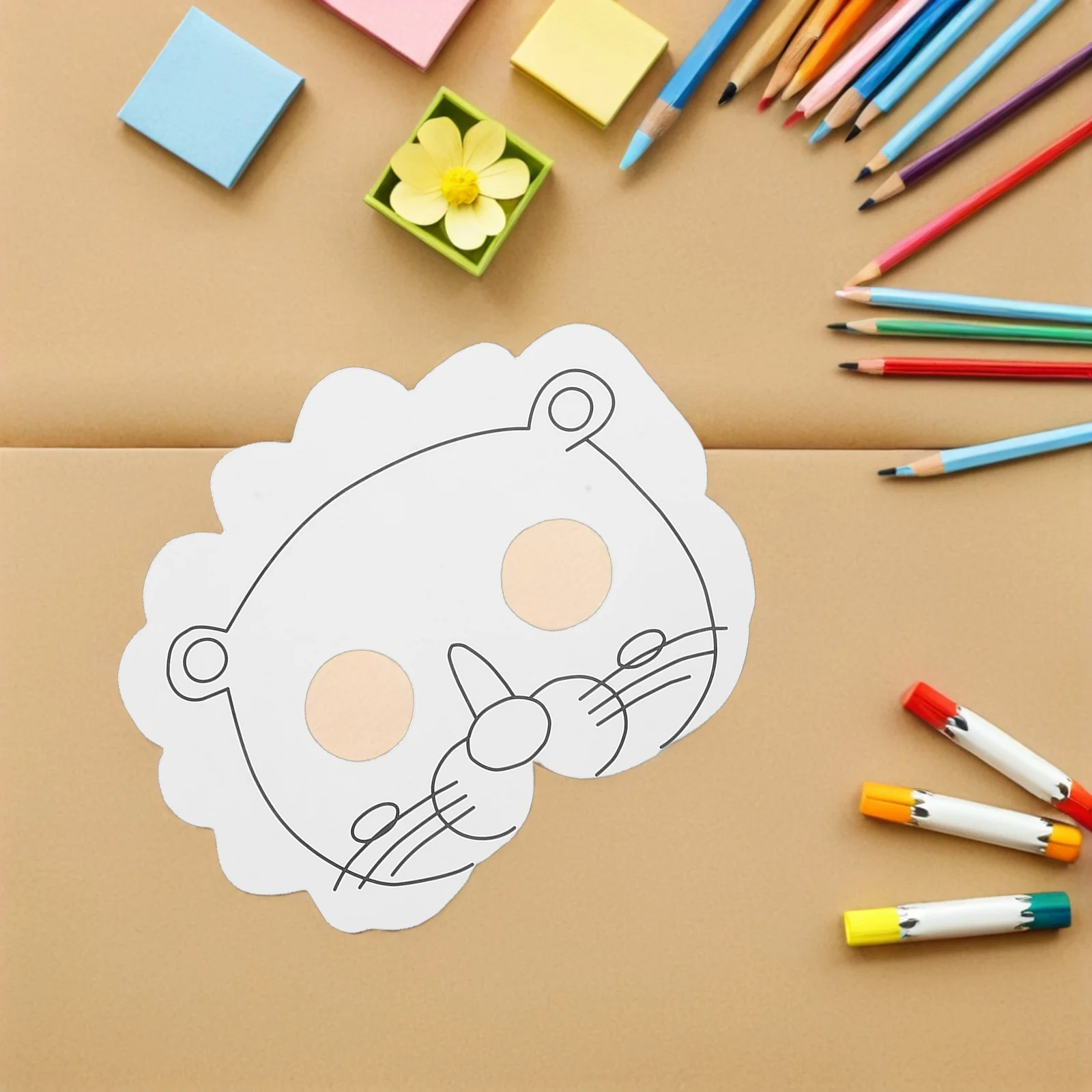 

Children's Coloring Mask Carnival for Party Halloween Animal Masks Crafts Half Paper Blank Painting