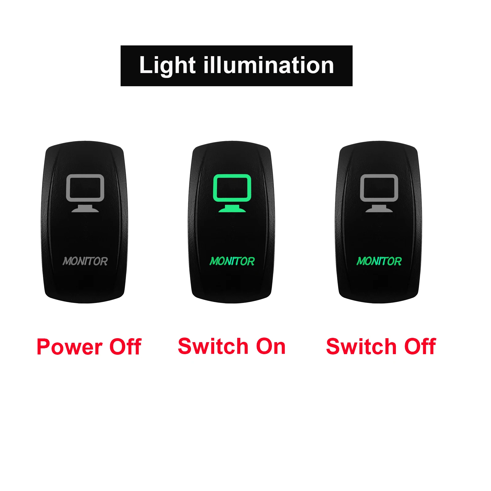 12V SPST 5PIN ON OFF Dual LED Light MONITOR Rocker Switch For Car Marine Boat Auto Truck Car Accessories Waterproof IP68