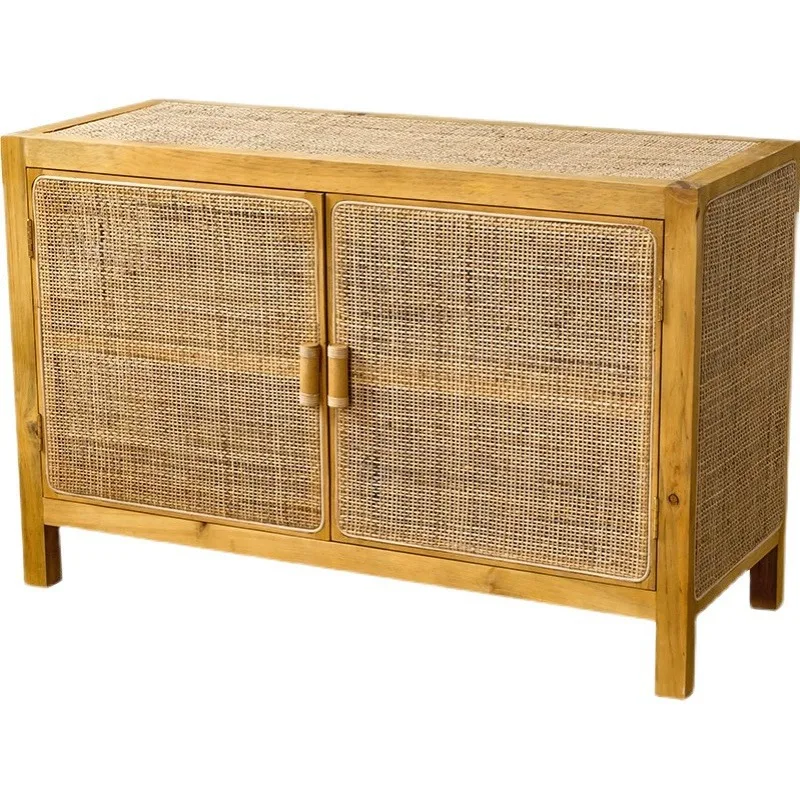Japanese-style rattan storage locker, creative storage side cabinet