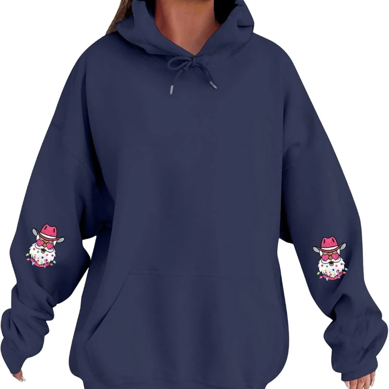 هوديس عيد الميلاد للنساء مطبوعة كم طويل البلوز الشتاء العصرية البلوز عارضة طويلة الأكمام عارضة لينة الشتاء مقنعين