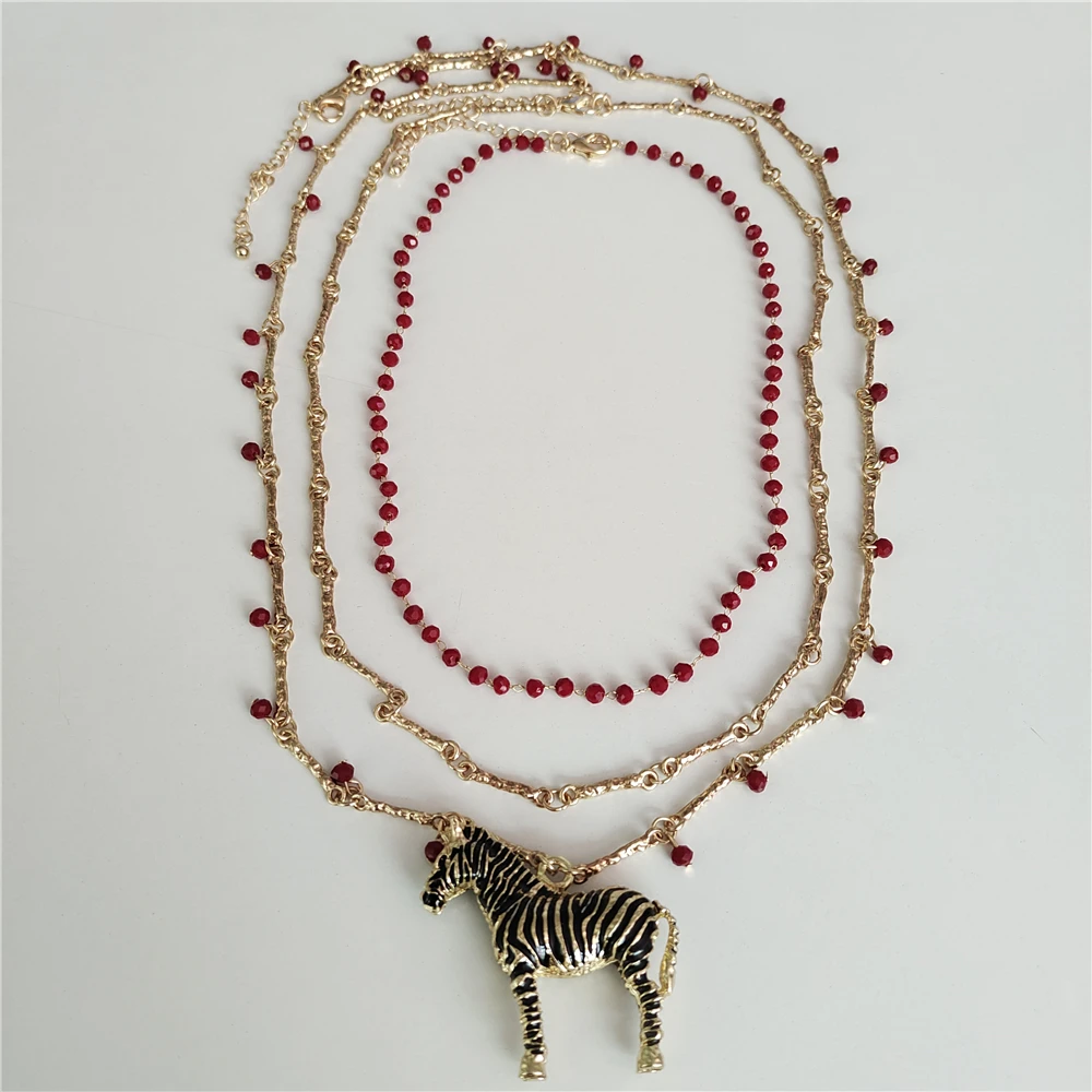

Indian Ethnic Statement Enamel Zebra Pendants Necklaces Women Boho Vintage Punk Metal Chains Link Long Necklace Jewelry 2025 New