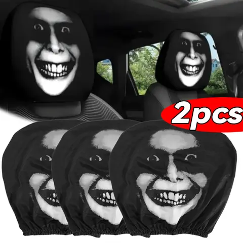1/2 pezzi cuscino per il collo poggiatesta per auto copertura elastica teschio Halloween horror elasticizzato divertente cuscino spaventoso custodia accessori per sedili auto