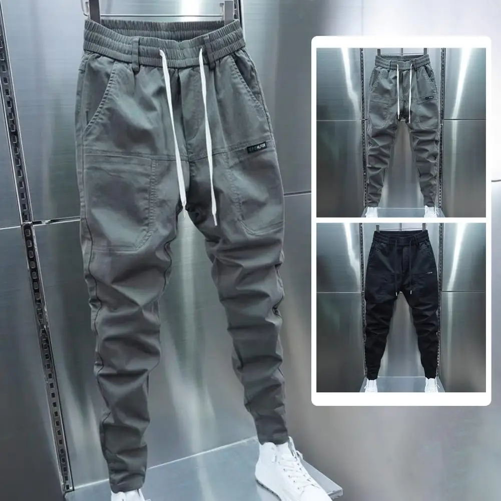 Men Cotton Blend Sweatpants Ergonomically Designed Men Trousers Thick Plush Drawstring Men's Sweatpants with Elastic for Long