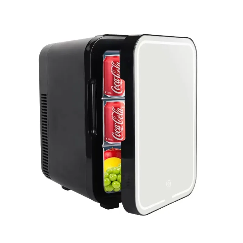 10L Mini Fridge for Bedroom Portable Small Refrigerator Cooler or Warmer With Mirror and LED