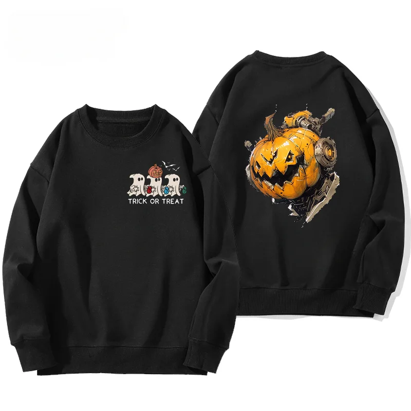 Office-Website Christmas European and American style pumpkin head element printing fashion trend men's casual crew neck sweater