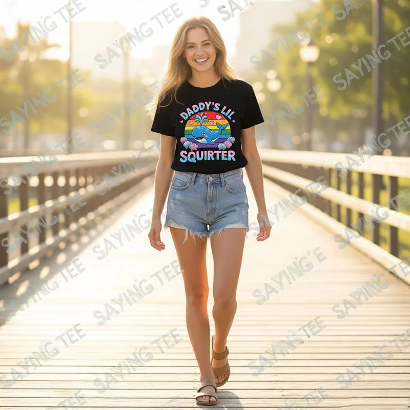 Unangebrachtes, lustiges „Daddy's Lil Squirter“ T-Shirt für Frauen, Y2k, freche Scherzgeschenke, Humor, Mädchen, Reise, Outdoor-Kleidung – Detail 6