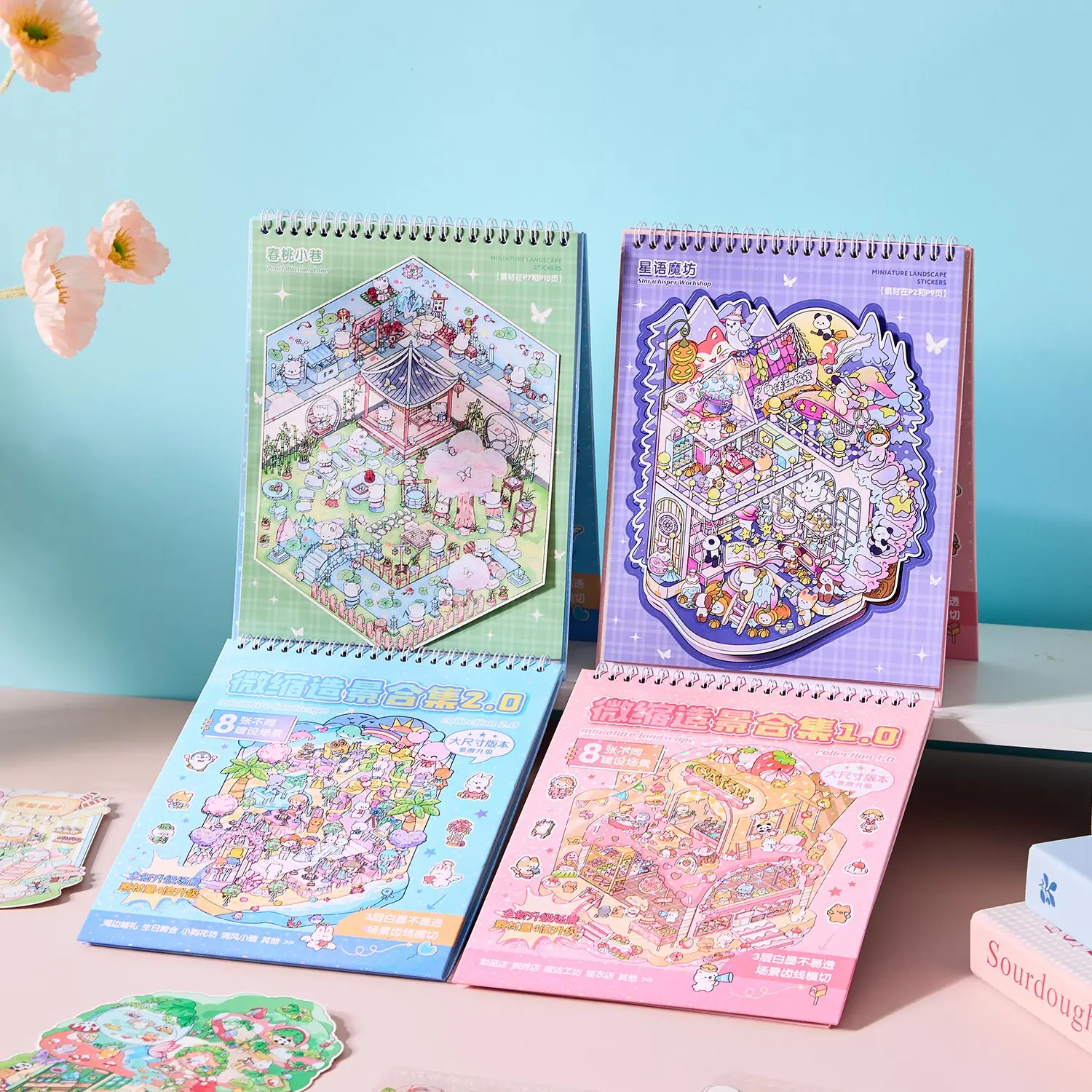 Kawaii 3D arc-en-ciel île série Miniature scène autocollants livre visuel empilage bricolage poche maison autocollants enfants Festival cadeau