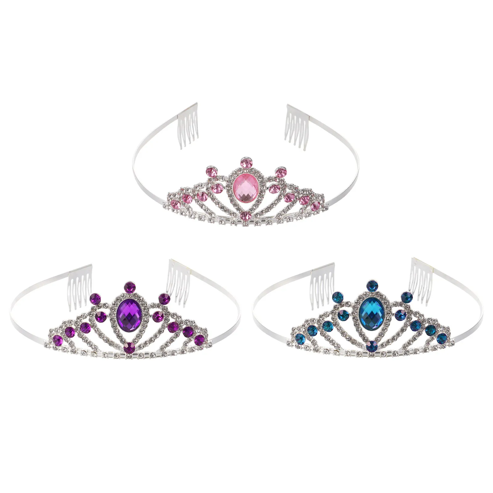 

3Pcs Rhinestone Alloy Crown Headband for Birthday Party Cosplay Photography Elegant Tiara Hair Accessories 's