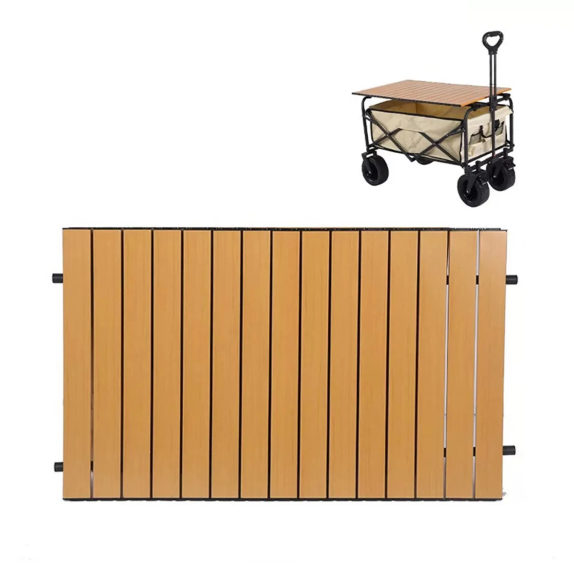 Wholesale Folding Camping Wagon with Removable Wood Table Top Heavy Duty Outdoor Picnic Cart All-Terrain Beach Utility Trolley