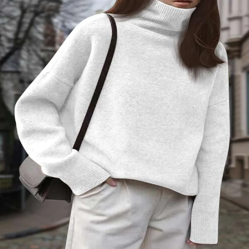 2025 New Women's Turtleneck Sweater Long-Sleeved Thickened Warm Pullover Winter Clothes Woman Casual Simple Knitwear