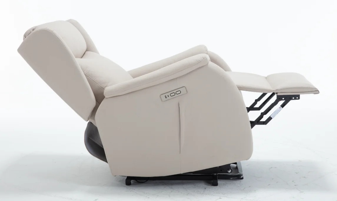 أريكة استلقاء مريحة باللون البيج لكرسي المسنين، أريكة قراءة منجدة قابلة للتعديل، أريكة واحدة لغرفة المعيشة وغرفة النوم #6