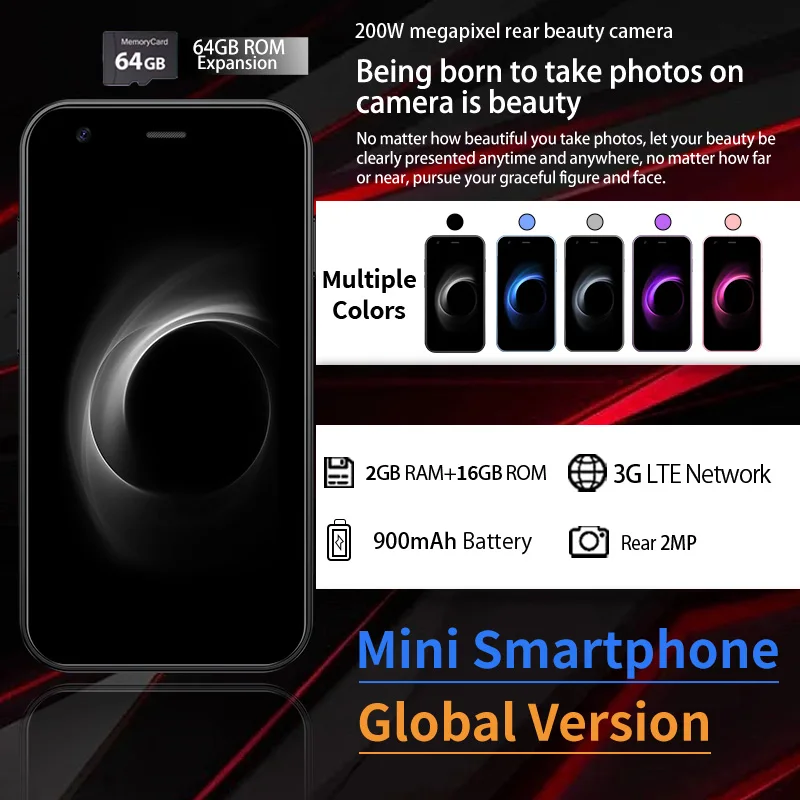 SOYES XS15 3.0 Inch Mini Smartphone Android 8.1 Google Play, 2+16GB Dual SIM 3G Small Phone, Portable Pocket Mobile with WiFi