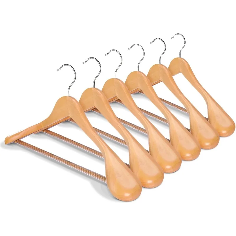 

High-Grade Suit Hangers, Wide Shoulder Wooden Hangers , Smooth Finish 360° Swivel Hook Solid Wood Coat Hangers