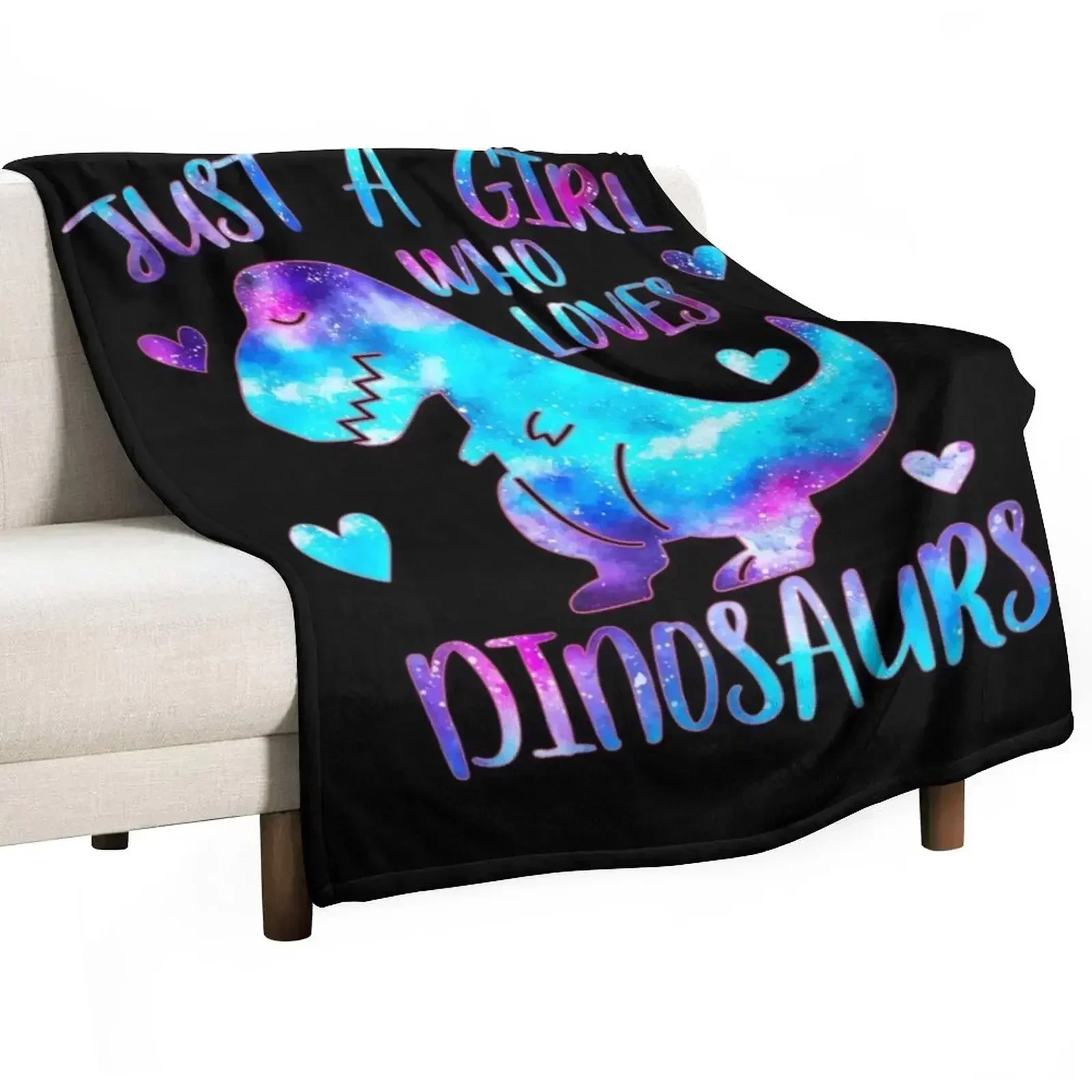 Just a Girl who loves Dinosaurs Throw Blanket Warm Flannel Blanket for Couch Chair Bedroom