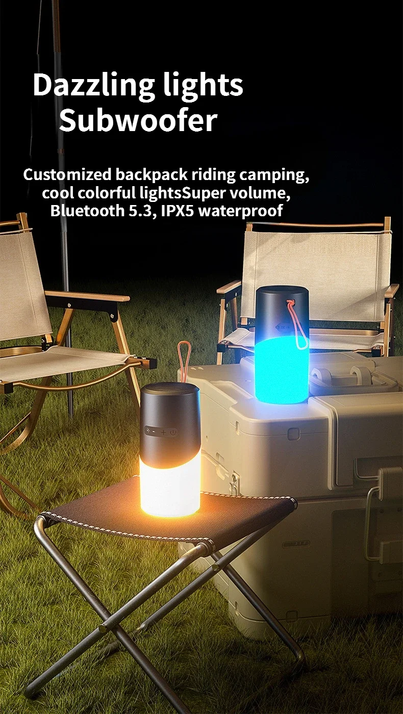 2025 أحدث سماعة لاسلكية تعمل بالبلوتوث المتكلم مع ضوء RGB في الهواء الطلق المحمولة مقاوم للماء مضخم صوت صغير مصباح لتهيئة الجو للهدايا جديد #6