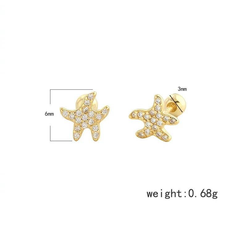 WANTME 925 Sterling Silver Trendy Summer Ocean Starfish Ear Bone Piercing Stud Earrings for Women Statement Party Screw Jewelry
