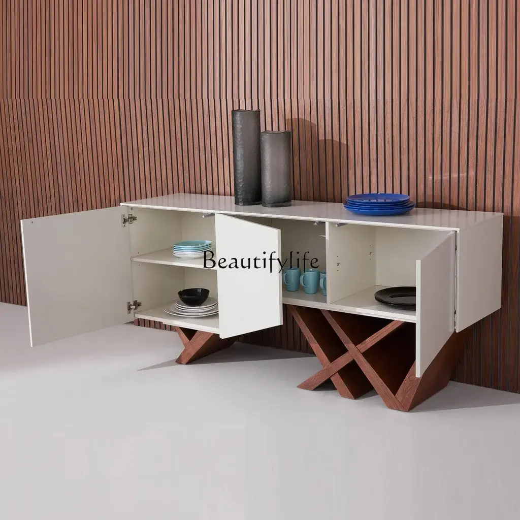 

Nordic personality and creativity, integrated dining side cabinet, modern simple locker, walnut color customization