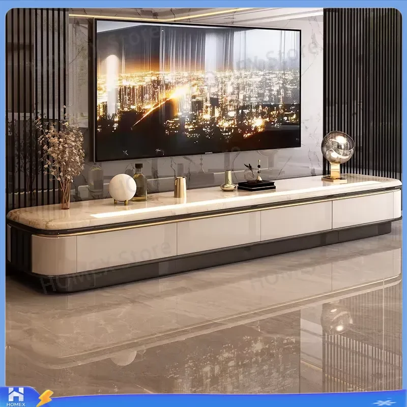 Modern White TV Stand Wall Mounted Floating Shelf Aesthetic Living Room Furniture Designer Coffee Table Storage Unit Home