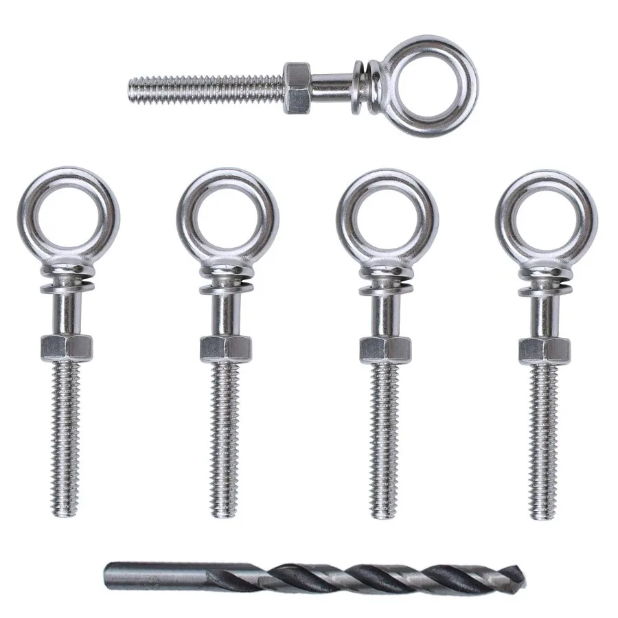 

5 Pack 1 4" x 2" Eye Bolt T316 Stainless Steel Eye Bolts with Nuts Washe Threaded Heavy Duty Shoulder Lifting Ring Total 3" Len