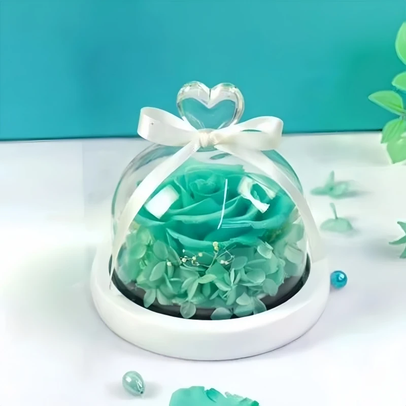 10*11cm Small Size Heart Top Glass Dome Vase Home Decoration Different Base Transparent Glass Cover DIY Friend Gift Wedding Prop