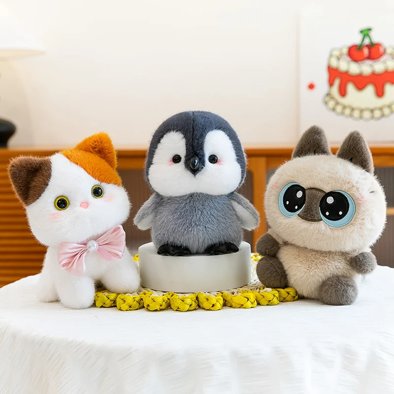 23cm bonito mini dos desenhos animados gato siamês devon rex gatos brinquedo de pelúcia desktop ornam acompanhar boneca macio pelúcia animal coelho para crianças presente