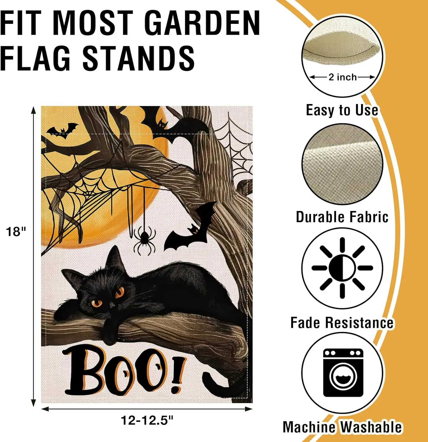 Artofy Halloween Black Cat Boo Small Decorative Garden Flag, Spooky Tree Branches Moon Yard Outside Decor Pet Owner Lover Gi UUN