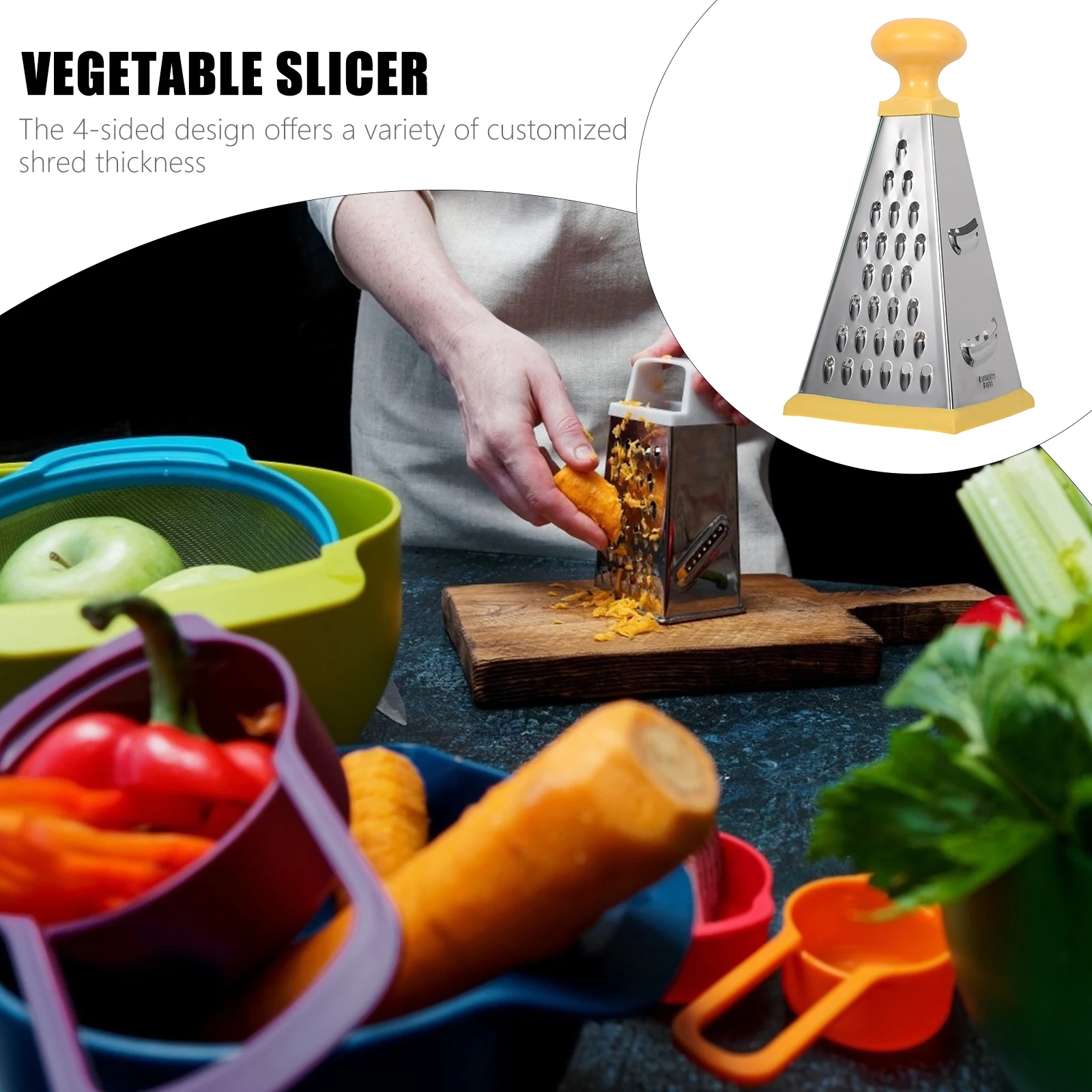 

Multipurpose Grater Kitchen Tool Stainless Steel 4 Sides Vegetable Slicer Potato Ricer Cheese Cutting Silicone H Anti Skid