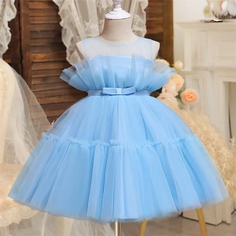 2024 Baby Dresses For Girls Kids Wedding Bridesmaid Dresses Toddler Tulle Birthday Princess Party Dress Infant Outfits Vestidos