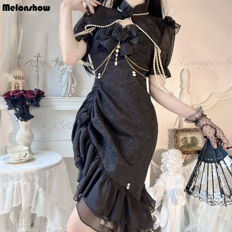 Vestido Sexy gótico de estilo chino para mujer, disfraz de Lolita, Cosplay de Halloween