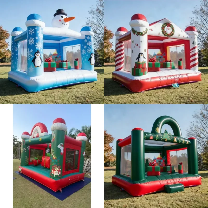 Commercial Christmas Jumping House Snowman Bounce Castle Santa Clus air Bouncy Combo for Party Rental Business