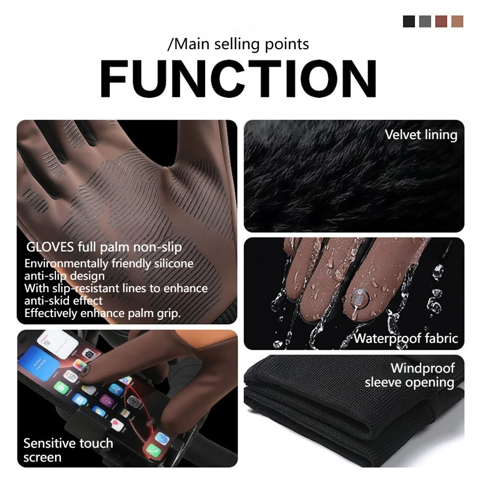 GTUBIKE Otoño Invierno deportes guantes cálidos impermeables y antideslizantes guantes de ciclismo resistentes al viento y al frío guantes para actividades al aire libre