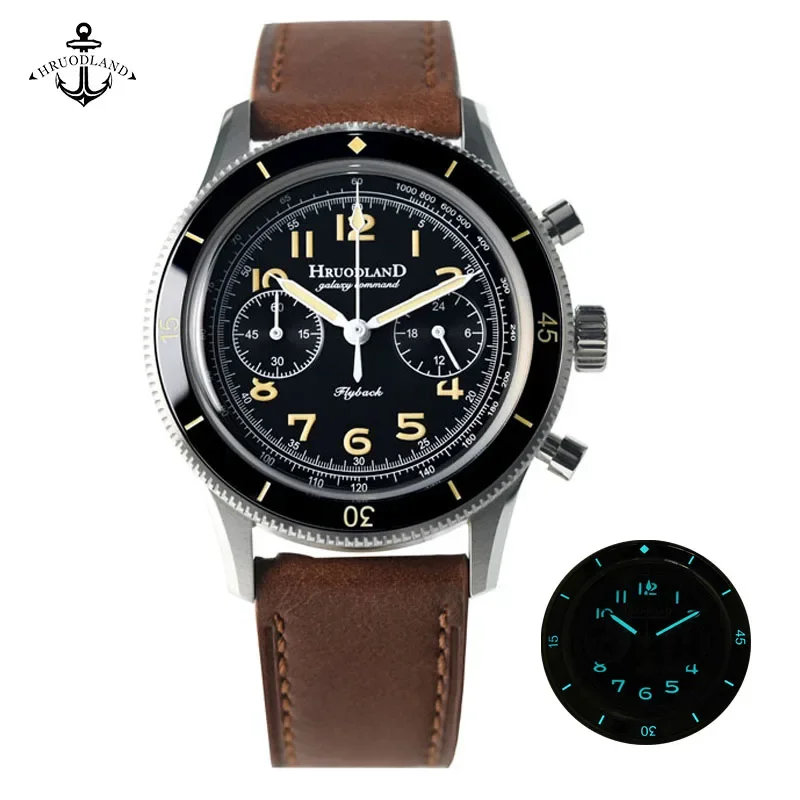 Hruodland F019 Watch For Men Retro VK64 AC Chronograph Quartz  Acrylic Glass BGW-9 Luminous Fashion Wristwatch 10Bar Waterproof