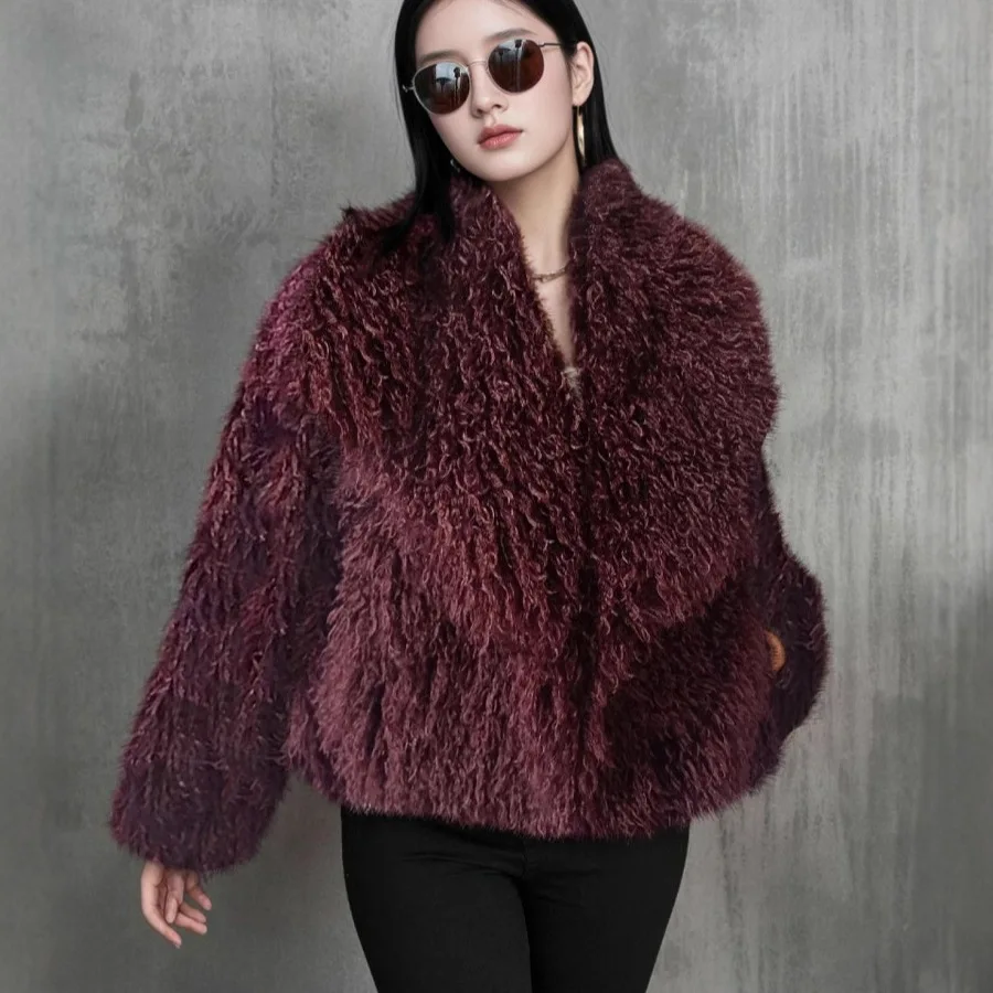 Natural Lamb Fur Coats Spring Lady Real Mongolia Sheep Fur Jackets Thick Real Mongolian Sheep Fur Coats Winter Warm Women