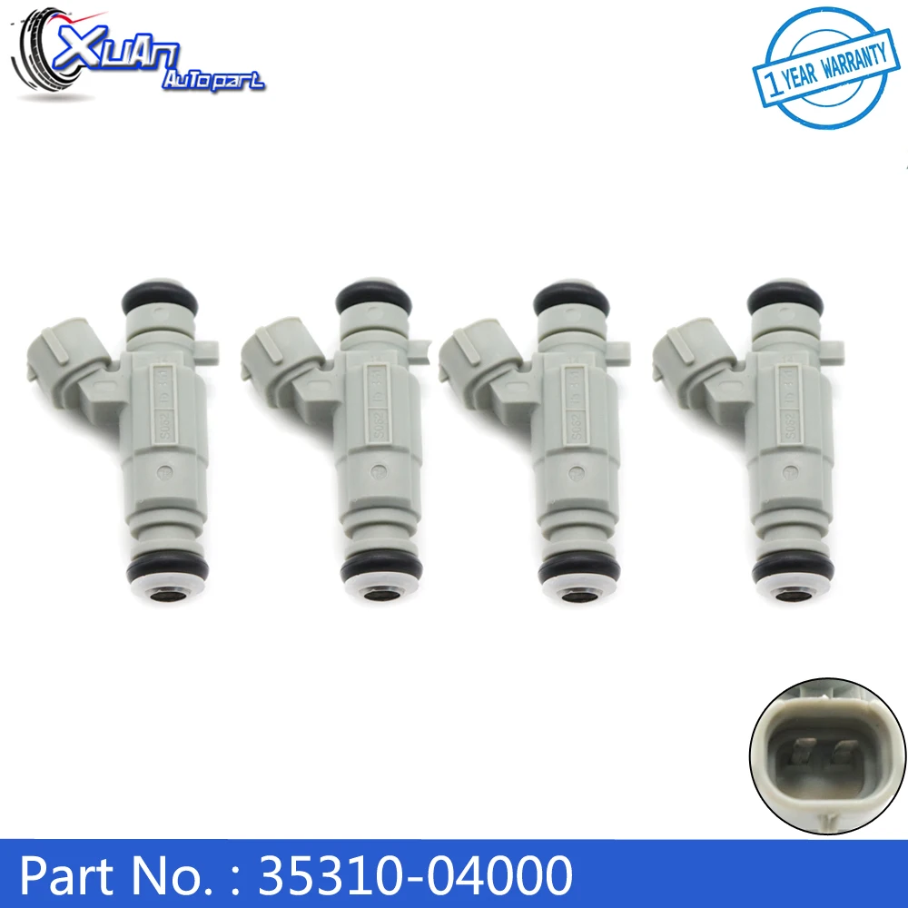 XUAN 4pcs/lot Car Fuel Injector Nozzle 35310-04000 For Hyundai i10 1.2 11-14 for Kia Picanto Mk2 11-16 3531004000 35310 04000