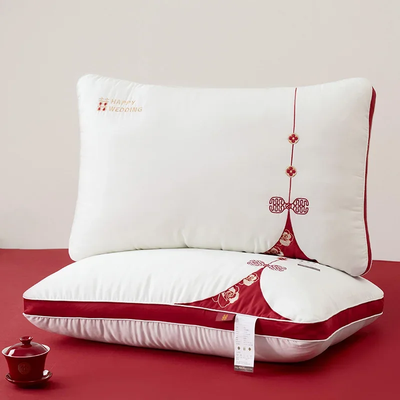 الصينية الفاخرة الزفاف فندق غرفة نوم مخدة ناعمة النوم العميق الرقبة دعم وسادة عنق الرحم الأساسية جودة نسيج القطن حماية #1