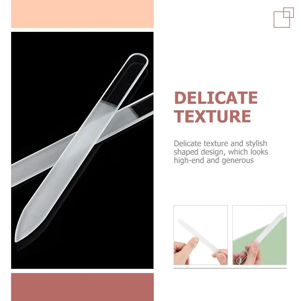 5Pcs Smooth Surface Nail Files Glass Nail Polishing Tools Delicate Texture Stylish Design Manicure Buffer Files for Personal Use