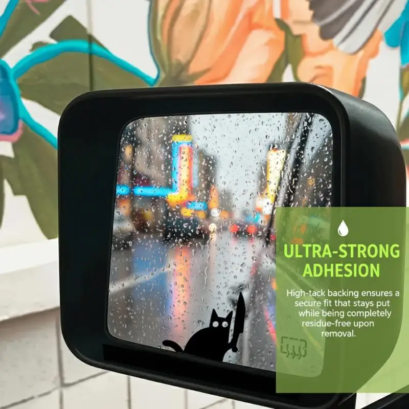 

Funny Cartoon Black Cat With Knife Car Rearview Mirror Sticker Waterproof Decal Auto Window Bumper Decor Car Accessories