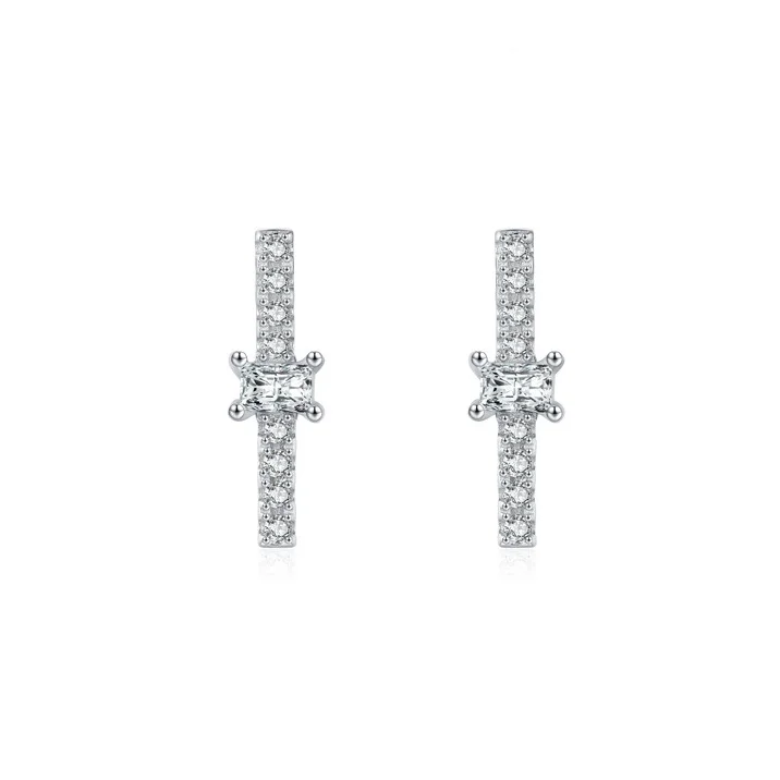 

S925 Sterling Silver Women Geometric Design Diamond Trendy Ins Popular Party Wedding Anniversary Earrings