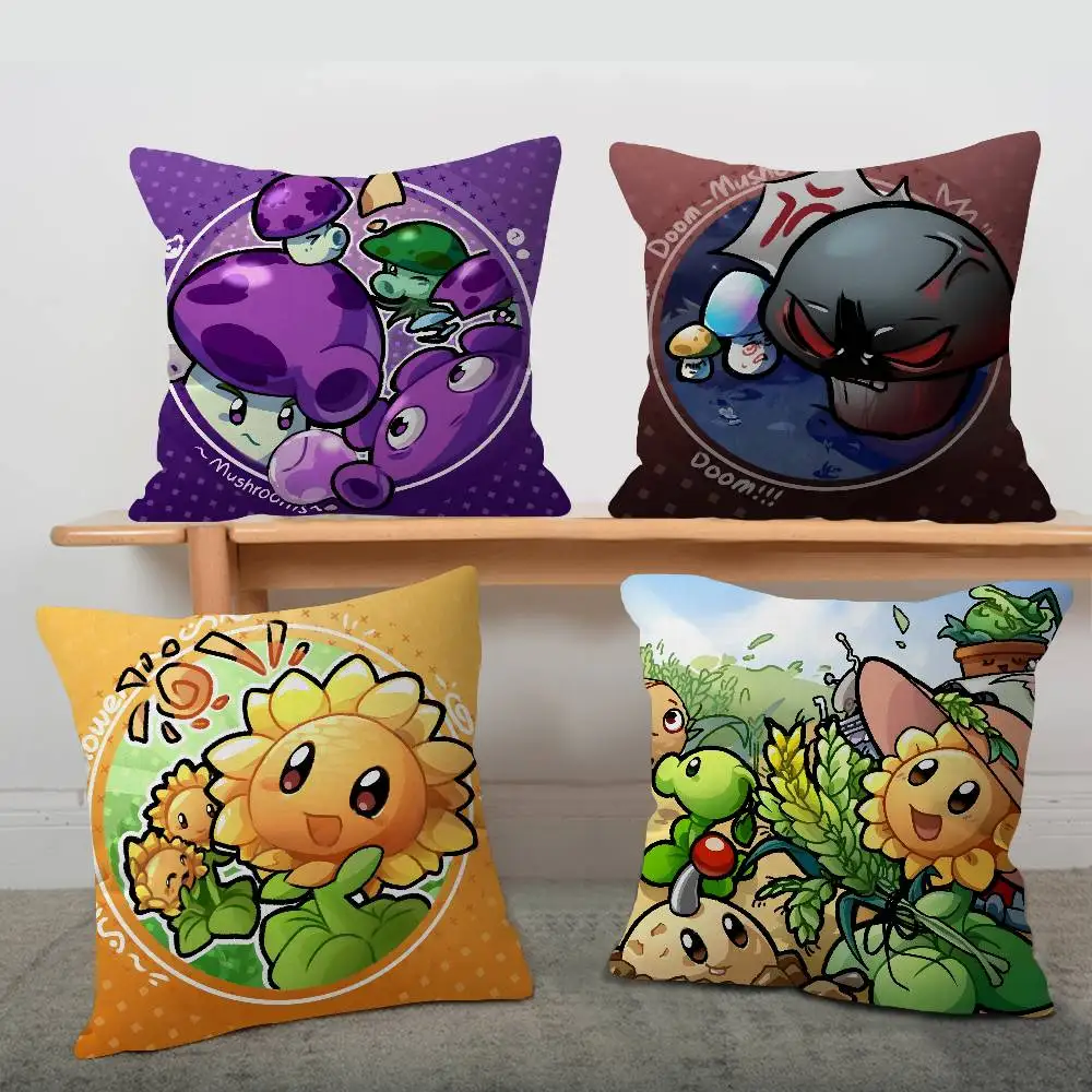 Game P-Plants V-S Z-Zombie Pillow Covers Cartoon Sofa Decorative Home Double-sided Printing Short Plush Cute Cushion Cover
