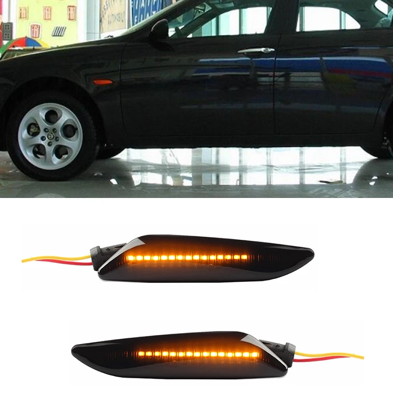 For Alfa Romeo Mito 147 156 Fiat Egea Tipo 356 Dynamic LED side marker light arrow turn signal indicator light trim 2pcs/set