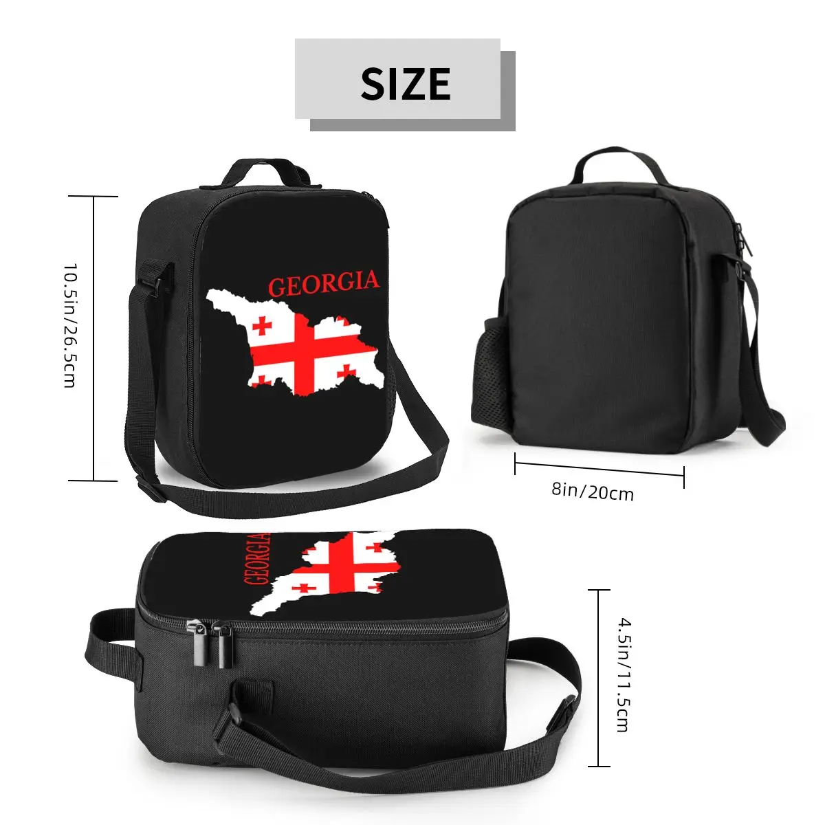 Custom Georgia Flag Map Insulated Lunch Bags for Georgian Patriotic Resuable Cooler Thermal Food Bento Box Work School Travel