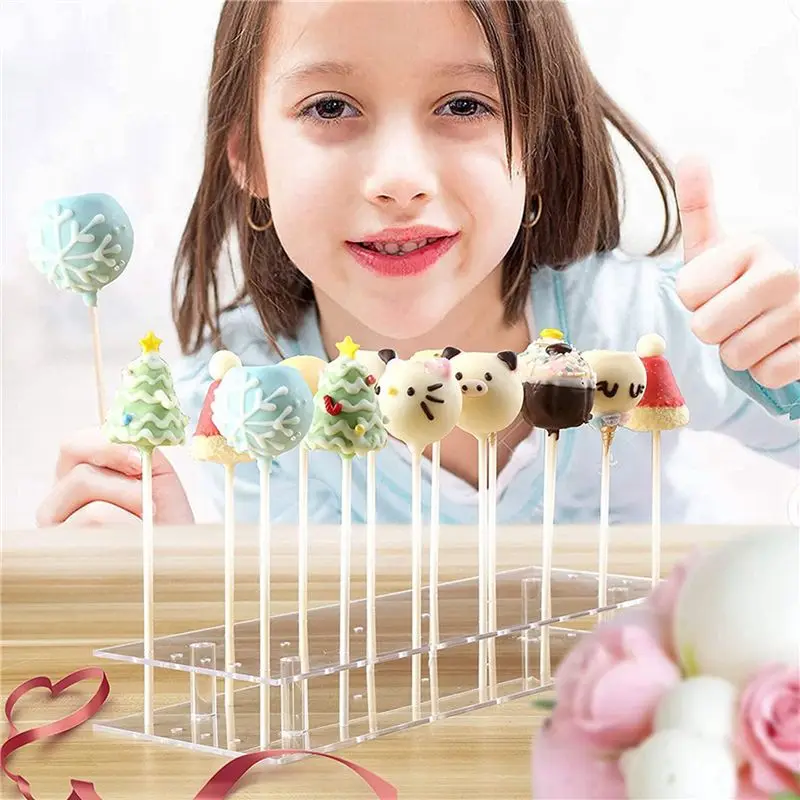 A36T-4-Pack 21 Hole Acrylic Lollipop Holder For Weddings Baby Showers Birthday Parties Anniversaries Cake Lollipop Stand