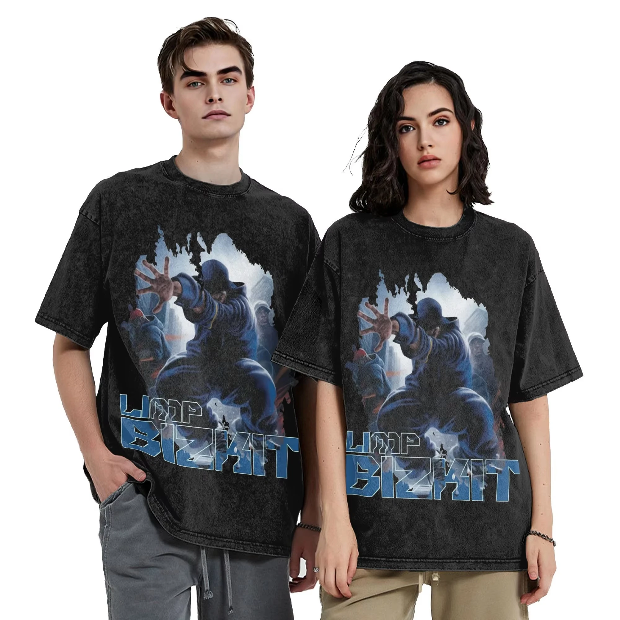 

Washed T Shirts Limp Bizkit Hip Hop Novelty T-Shirt Oversize Streetwear Short Sleeve Printed Tops Tees for Men Women