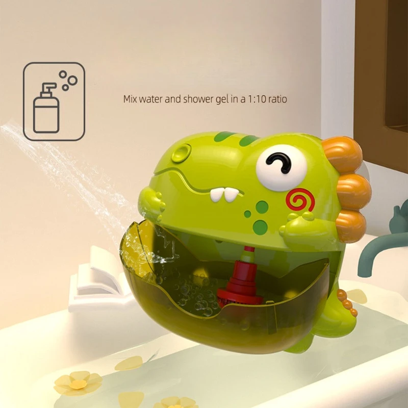 Dinosaur Bubble Machine Childrens Bathroom Bathing Toys Water Play Infant Baby with Light and Music Baby Toy Summer Outdoor Play