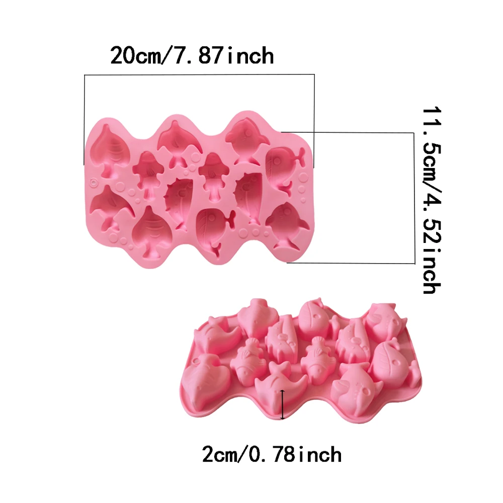 1 قطعة 12 تجويف 6 نماذج، قوالب سيليكون صغيرة على شكل سمكة، تستخدم للشوكولاتة والحلويات والبسكويت وقوالب خبز غير لاصقة ذاتية الصنع