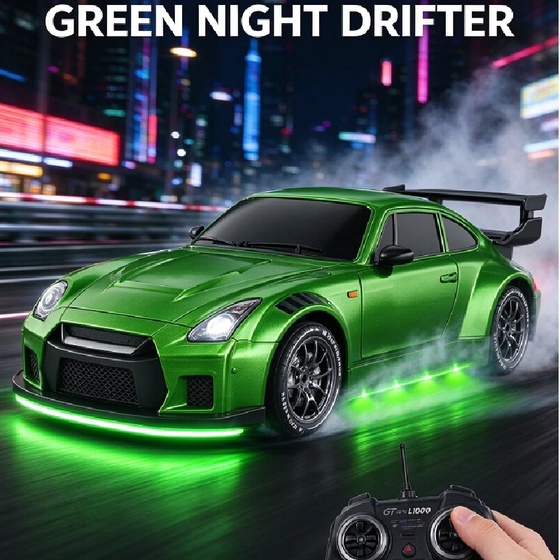 Rc Drift Car 4wd 2.4g Full Throttle Speed Racing Car Stepless Speed Sport Vehicle With Cool Ambient Light For Adult Hobby