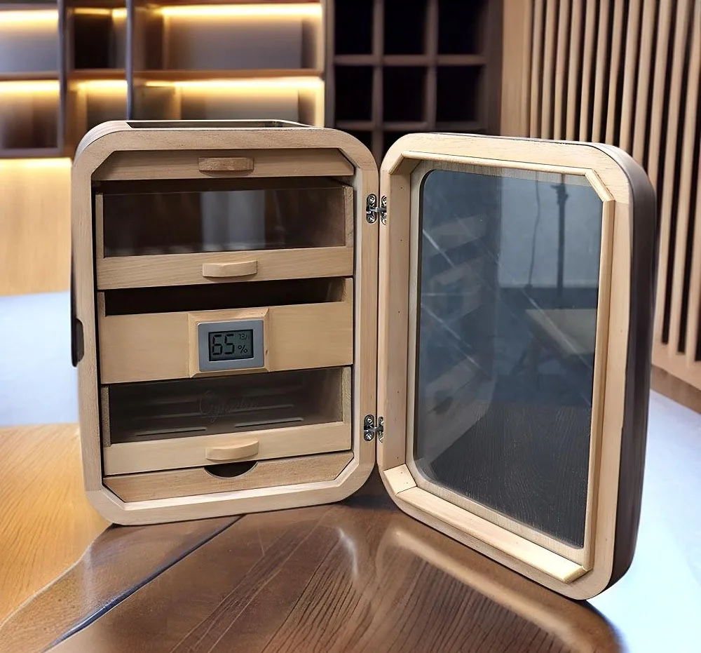 

High-end Large-capacity Mini Storage Humidifying Cedar Wood Cigar Box Manufacturers In Stock With Very Good Texture.