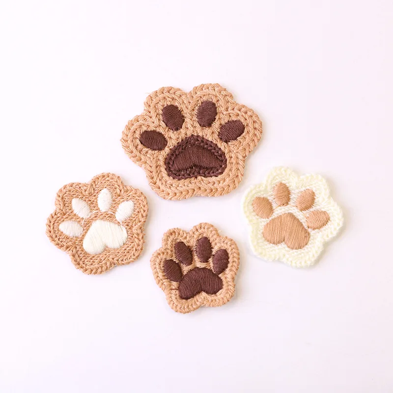 5pcs Cartoon Bear Paw Decal Suitable for DIY Clothes Hats Shoes Sewing Patches Headwear Hair Ties Clips Decorative Accessories